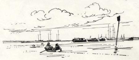 Paul Sharp - 1964 Pen and Ink Drawing, Black Point Hayling Island