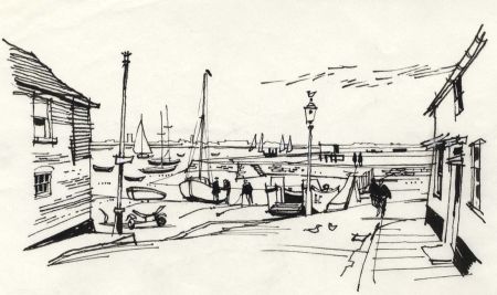 Paul Sharp - 1964 Pen and Ink Drawing, Emsworth Harbour