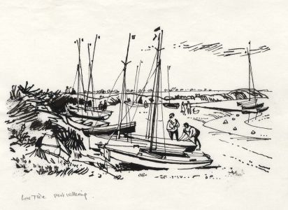 Paul Sharp - 1964 Pen and Ink Drawing, Low Tide West Wittering