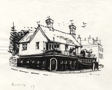 Paul Sharp - 1964 Pen and Ink Drawing, Pilot Boat Inn Bembridge