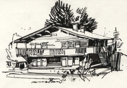 Paul Sharp - 1964 Pen and Ink Drawing, Swiss Cottage Isle of Wight