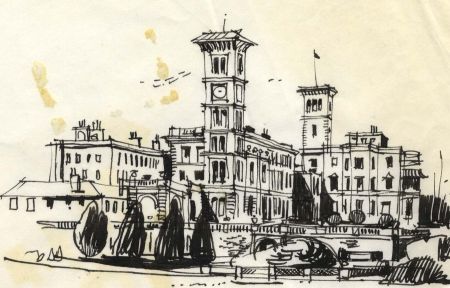 Paul Sharp - 1964 Pen and Ink Drawing, Osborne House Isle of Wight