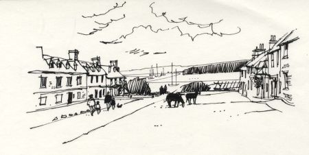 Paul Sharp - 1964 Pen and Ink Drawing, Seaside Scene