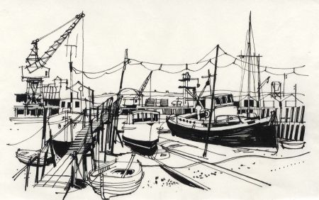 Paul Sharp - 1964 Pen and Ink Drawing, Shoreham