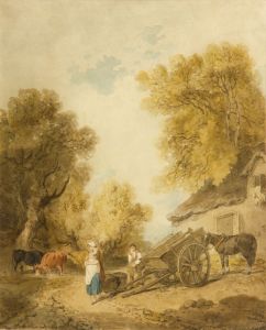 Francis Wheatley - 1790 Watercolour, Unloading the Cart