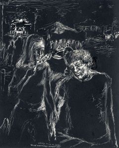 Jim Gilbert - Mid 20th Century Scratchboard, Louise With a Snake