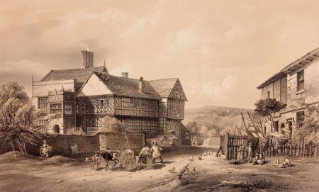 F. Jones - 19th Century Lithograph, The Hall ith' Wood near Bolton, Lancashire