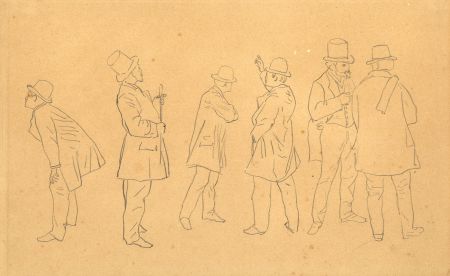 19th Century Graphite Drawing - Gentlemen in a Variety of Poses