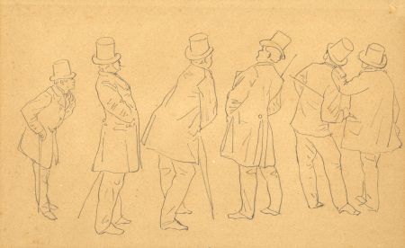 19th Century Graphite Drawing - Gentlemen in a Variety of Poses