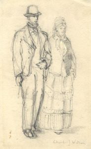 Charles J. Watson (1846-1927) - Late 19th Century Graphite Drawing, Walking
