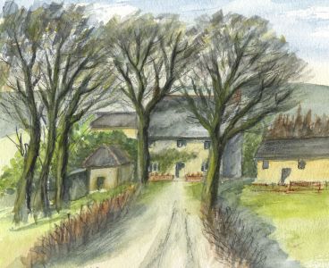 Elizabeth Painter - Contemporary Watercolour, House with Trees