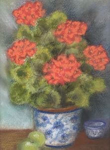 Elizabeth Painter - Contemporary Pastel, Pot Geranium