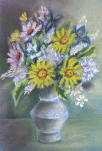Elizabeth Painter - Contemporary Pastel, Flowers in a Vase