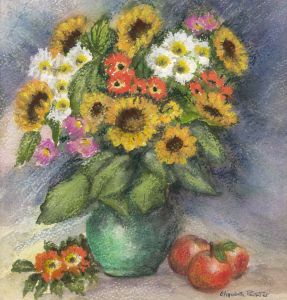 Elizabeth Painter - Contemporary Pastel, Flowers in a Vase
