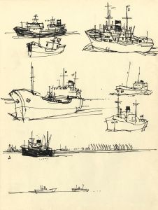 Paul Sharp - 1962 Pen and Ink Drawing, Ship Studies