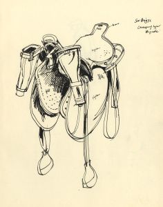 Paul Sharp - 1962 Pen and Ink Drawing, Saddle, Charge of the Light Brigade