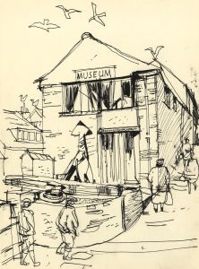Paul Sharp - 1962 Pen and Ink Drawing, Museum, Brixham, Devon