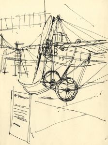 Paul Sharp - Mid 20th Century Pen and Ink Drawing, Winged Plane from 1910