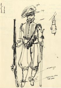 Paul Sharp - Mid 20th Century Pen and Ink Drawing, Huntington Musket Man