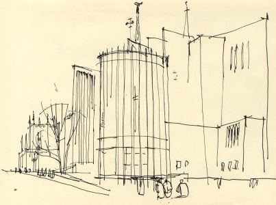 Paul Sharp - Mid 20th Century Pen and Ink Drawing, Buildings