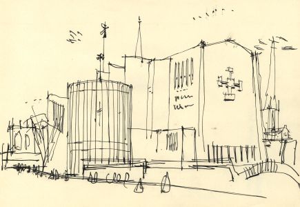 Paul Sharp - Mid 20th Century Pen and Ink Drawing, Buildings