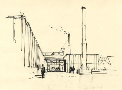 Paul Sharp - Mid 20th Century Pen and Ink Drawing, Buildings