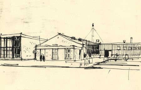 Paul Sharp - Mid 20th Century Pen and Ink Drawing, Buildings