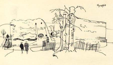 Paul Sharp - Mid 20th Century Pen and Ink Drawing, Eynsford Castle, Kent