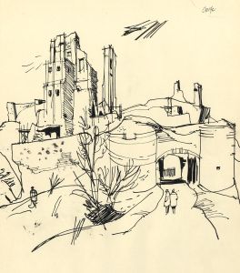 Paul Sharp - Mid 20th Century Pen and Ink Drawing, Corfe Castle, Isle of Wight