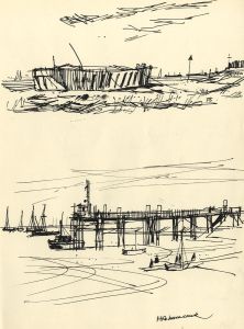 Paul Sharp - Mid 20th Century Pen and Ink Drawing, Canvey Pt and Holehavencreek