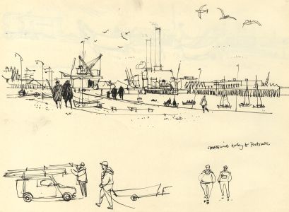 Paul Sharp - Mid 20th Century Pen and Ink Drawing, View Southwick to Portslade