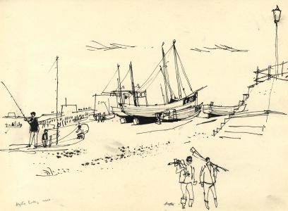 Paul Sharp - Mid 20th Century Pen and Ink Drawing, Hythe Looking West, Kent