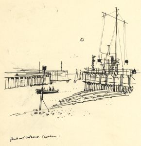 Paul Sharp - Mid 20th Century Pen and Ink Drawing, Harbour Entrance, Shoreham
