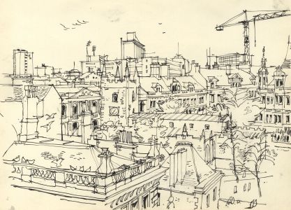 Paul Sharp - Mid 20th Century Pen and Ink Drawing, City View
