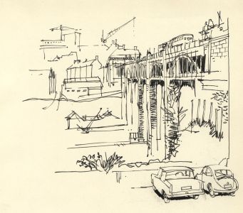 Paul Sharp - Mid 20th Century Pen and Ink Drawing, Railway Bridge