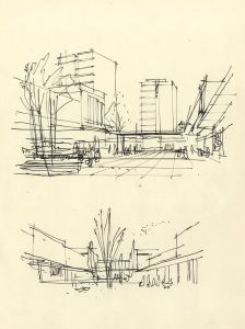 Paul Sharp - Mid 20th Century Pen and Ink Drawing, Urban Buildings