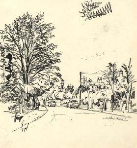 Paul Sharp - Mid 20th Century Pen and Ink Drawing, Street Scene