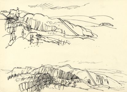Paul Sharp - Mid 20th Century Pen and Ink Drawing, Two Landscapes