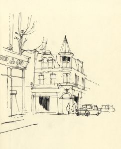 Paul Sharp - Mid 20th Century Pen and Ink Drawing, Street Scene