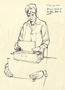 Paul Sharp - Mid 20th Century Pen and Ink Drawing, Female Machinist