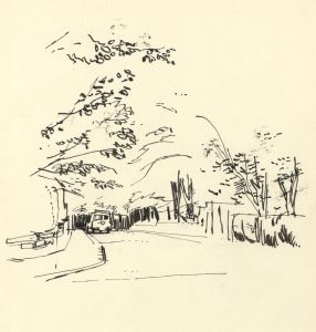 Paul Sharp - Mid 20th Century Pen and Ink Drawing, Road with Trees