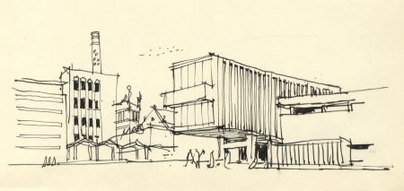 Paul Sharp - Mid 20th Century Pen and Ink Drawing, Urban Buildings