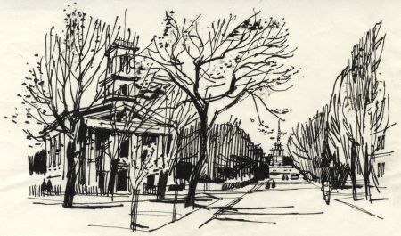 Paul Sharp - 1964 Pen and Ink Drawing, Approach to Sheerness Dockyard