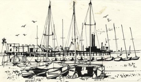 Paul Sharp - 1964 Pen and Ink Drawing, Shoreham Looking towards Hove