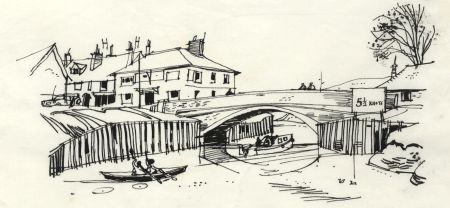 Paul Sharp - 1964 Pen and Ink Drawing, Beeding Bridge