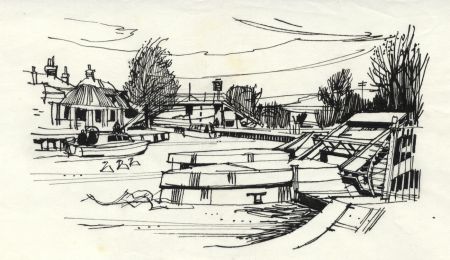 Paul Sharp - 1964 Pen and Ink Drawing, Yalding