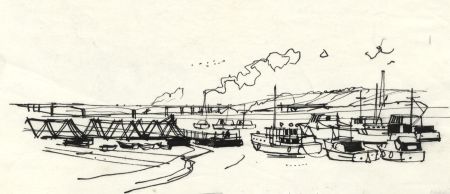 Paul Sharp - 1964 Pen and Ink Drawing, The M2 Bridge