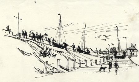 Paul Sharp - 1964 Pen and Ink Drawing, Chapman Sands