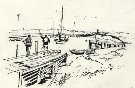 Paul Sharp - 1964 Pen and Ink Drawing, Near Canvey Point
