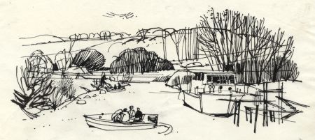 Paul Sharp - 1964 Pen and Ink Drawing, Near Amberley